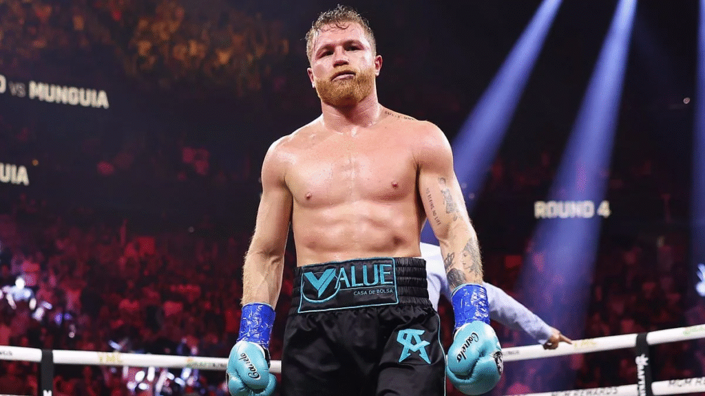 alt="Canelo Alvarez 2025 boxing training ahead of Terence Crawford fight"