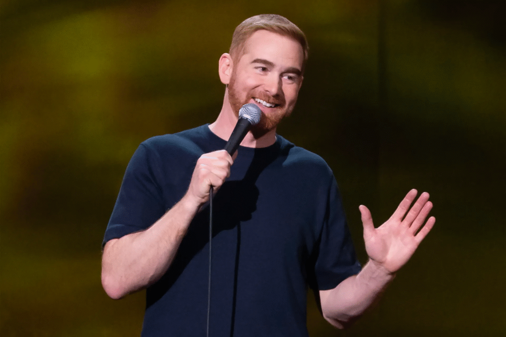 Andrew Santino performing stand-up comedy